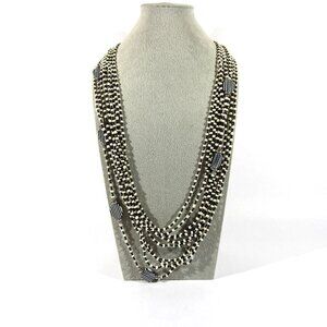 Chico's Black and White Seed Bead Multi-Strand Necklace